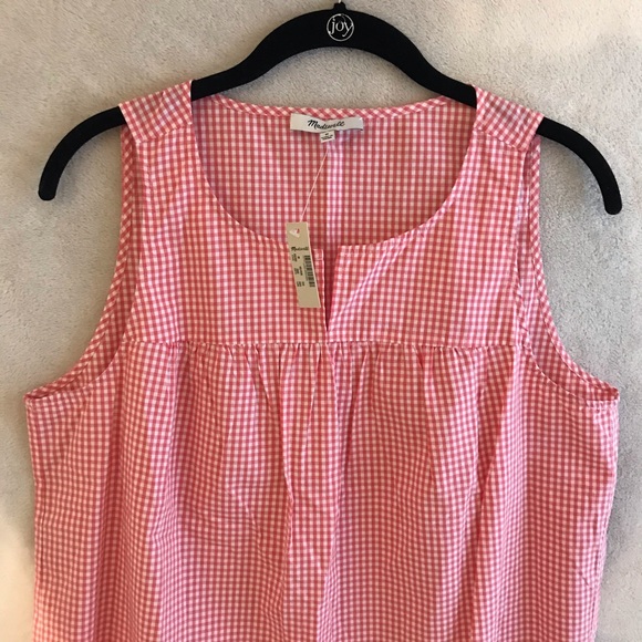 NWT! Madewell Embroidered Gingham Tank Top / Boho - Picture 6 of 8